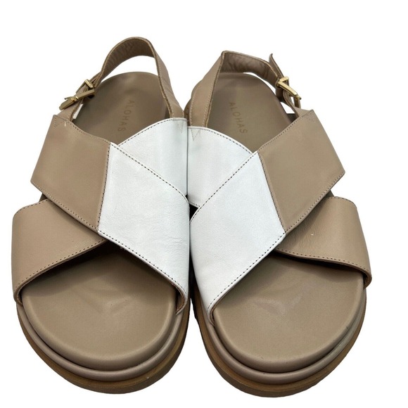 ALOHAS Marshmallow Bicolor Sandal In Stone Beige + Bright White Size 40 - Picture 4 of 11
